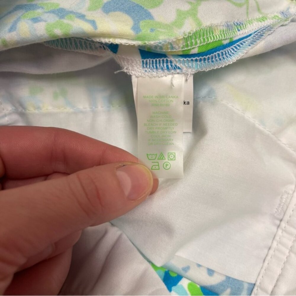 Lilly Pulitzer Shorts Women's Size 2 US White Blue Green 5" Callahan Cotton - Picture 11 of 12